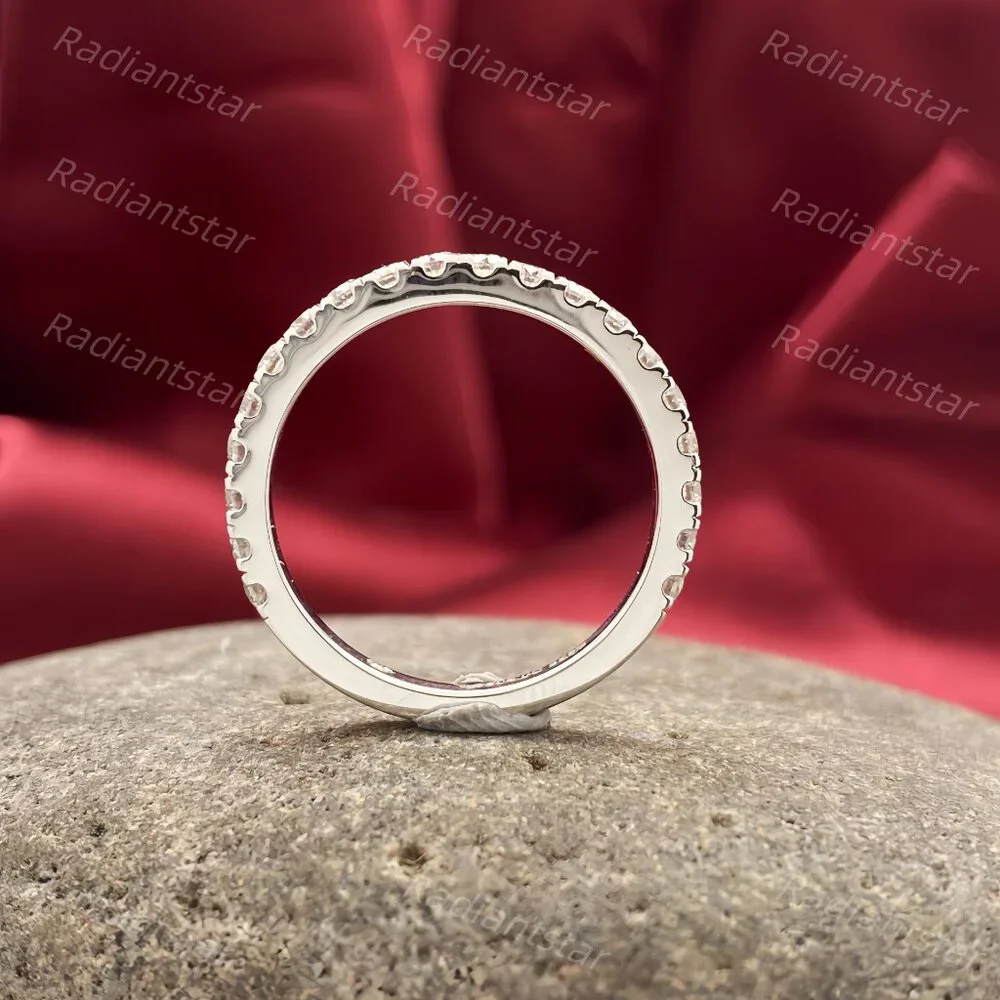 NEW 2mm Moissanite 3/4 Eternity Pave Band Ring